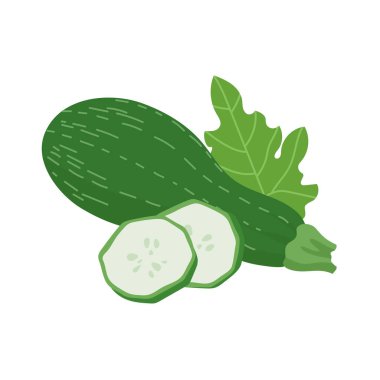 Beyaz arka plan üzerinde izole yeşil taze kabak