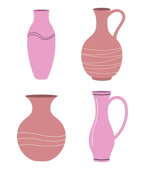 Set Decorative Vases White Background — Stock vektor