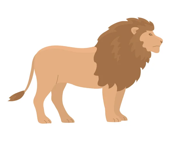Lev Hřívou Velký Lovec Koček Predátorský Savec Africký Lví Král — Stockový vektor