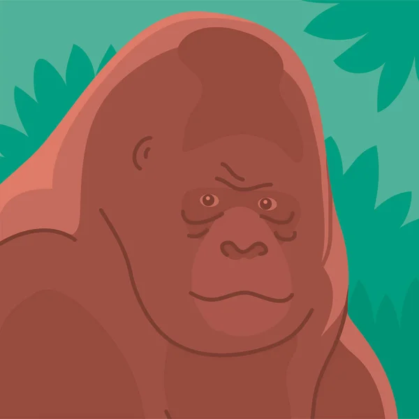 Gorilla Head Background Wild Rainforest Primate Face Portrait Wild African — Stockový vektor