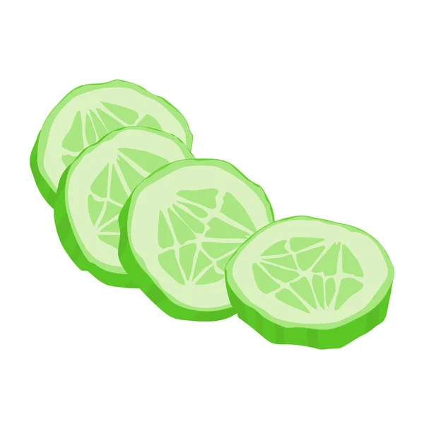 Green Cucumber Sliced Wedges Cut Slices Useful Tasty Vegetable Healthy — ストックベクタ