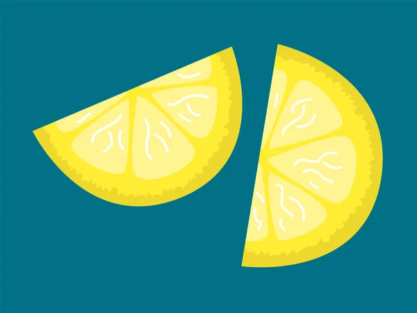 Potongan Kuning Lemon Pada Latar Belakang Biru - Stok Vektor