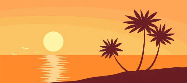 Beautiful Orange Sunset Tropical Beach — Stockvektor
