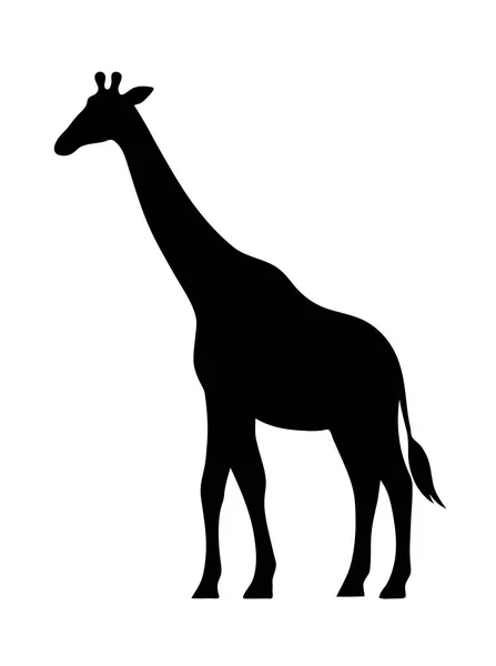 Giraffe Black Silhouette African Herbivore Mammal Zoo Safari Fauna Zoology — Image vectorielle