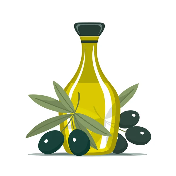 Rama Aceitunas Con Hojas Sobre Fondo Blanco — Vector de stock