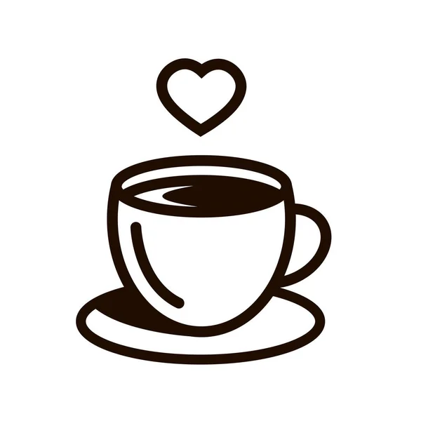 Black Icon Cup Hot Drink Tea Coffee Hearth Lunch Break — Stockvector