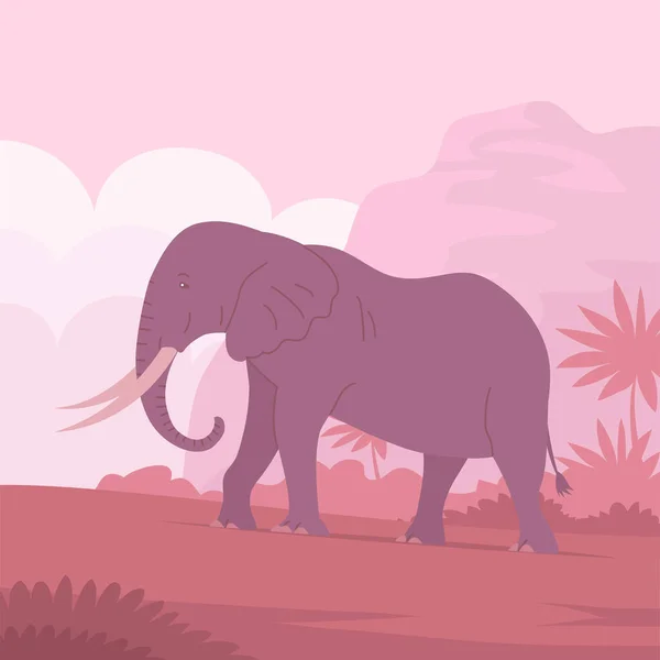 Afrikanischer Elefant Mit Rüssel Und Stoßzähnen Große Pflanzenfressende Säugetiere Wildtiere — Stockvektor