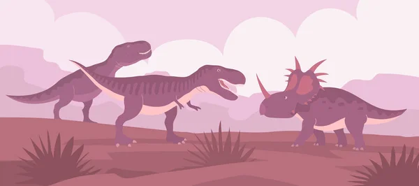 Styracosaurus Tyrannosaurus Rex Jurassic Period — Vector de stock
