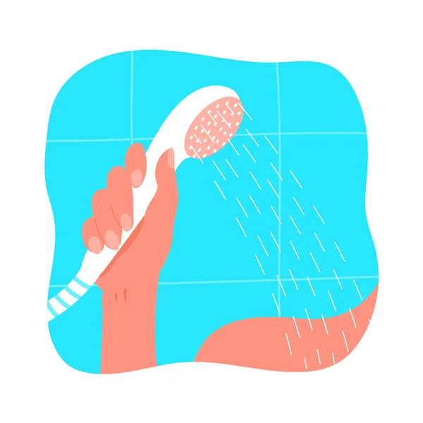 Young Woman Takes Shower Bathroom — Stock Vector