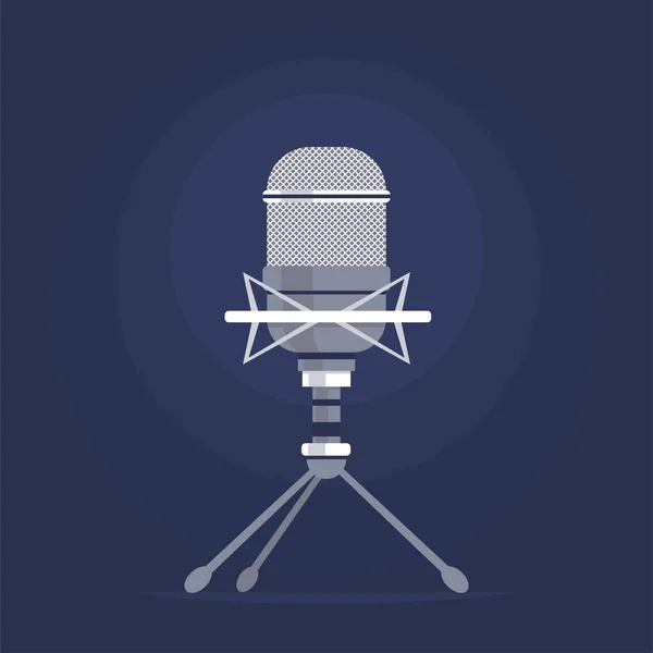 Studio Microphone Recording Studio Audio Radio Podcast Equipment Singing Speaking — Stok Vektör
