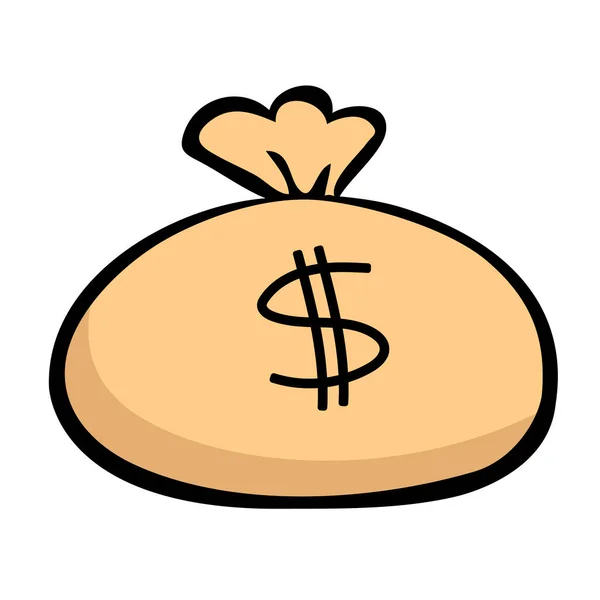 Big Bag Money Successful Business Investment Deposit Cartoon Vector Illustration — 图库矢量图片