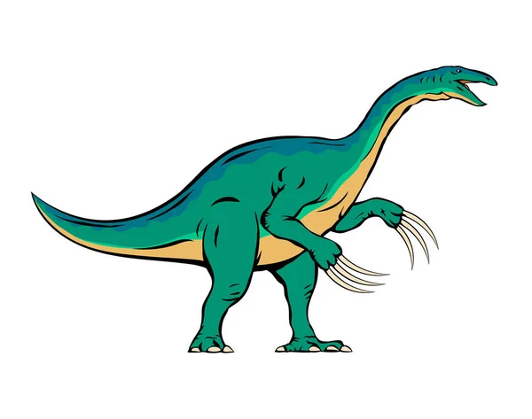 古老的穿山甲龙 爪子上有长爪 侏罗纪食草恐龙 史前动物和古生物 在白色背景上孤立的矢量漫画艺术图解 — 图库矢量图片