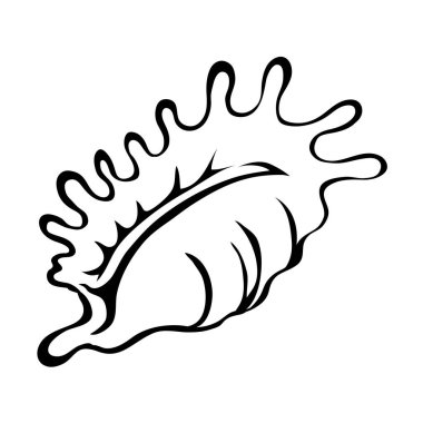 Salyangoz deniz kabuğu. Deniz altı deniz kabuğu bükülmüş. Spiral şekilli. Deniz altı yumuşakçaları. Hayvanlar ve vahşi yaşam. Çizgi film izole edilmiş sanat illüstrasyonu. Vektör siyah ve beyaz çizim