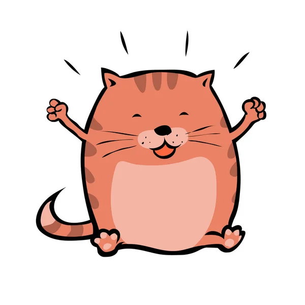 Tlustá Červená Kočka Veselý Veselý Charakter Nasycenej Mazlíček Cartoon Vektorové — Stockový vektor