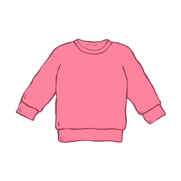 供女婴穿的粉红色毛衣 给孩子穿的衣服时尚和美容院 在白色背景上孤立的卡通矢量图解 轮廓手绘风格 — 图库矢量图片