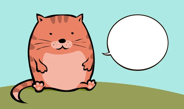 太った赤いタビー猫が草の上に座っています — ストックベクタ