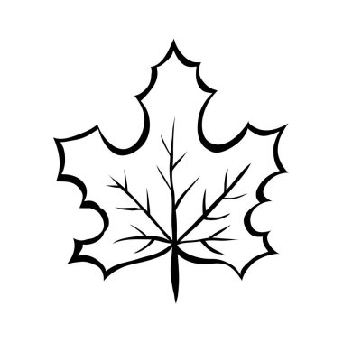 Akçaağaç yaprağı. Akçaağaç. Doğa ve bitkiler. Sonbahar sezonu. Çizgi film vektör illüstrasyonu siyah beyaz. El çizimi taslak