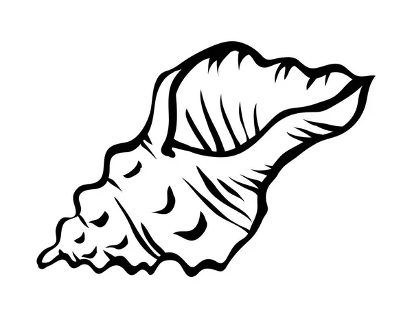 貝殻だ 海の水中ツイストシェル 海底軟体動物 装飾的な要素 地中海文化 漫画のベクトルイラスト黒と白 手描きアウトラインスケッチ — ストックベクタ