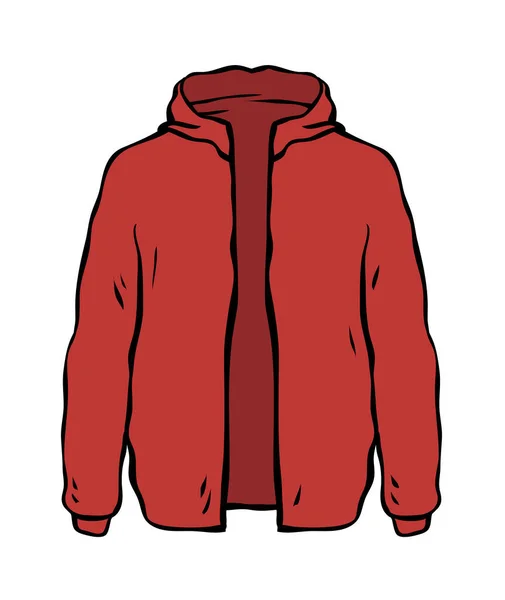 Κόκκινο Ανδρικό Αθλητικό Μπουφάν Κουκούλα Μοντέρνα Ρούχα Ομορφιά Και Μόδα — Διανυσματικό Αρχείο