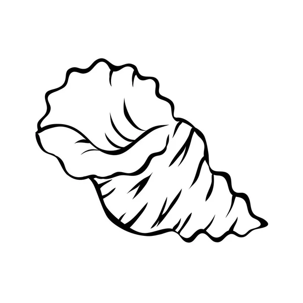 貝殻だ 海の水中ツイストシェル 海底軟体動物 装飾的な要素 地中海文化 漫画のベクトルイラスト黒と白 手描きアウトラインスケッチ — ストックベクタ