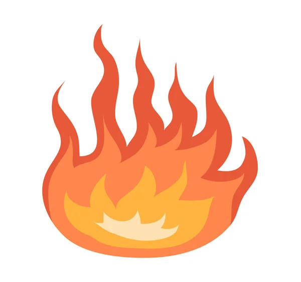オレンジ色の炎のアイコン たき火 危険警告のシンボル デザイン要素ピクトグラム 白い背景に隔離されたフラットベクトルイラスト — ストックベクタ