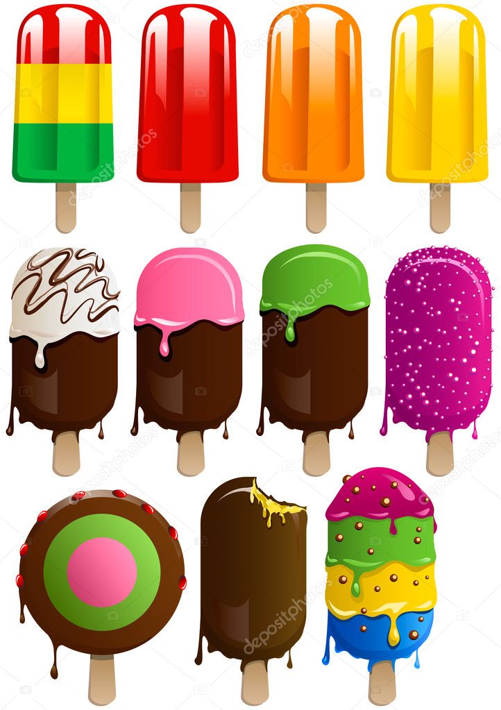 11 colorful ice lollys