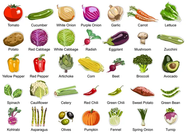 35 Vegetables icons — Zdjęcie stockowe