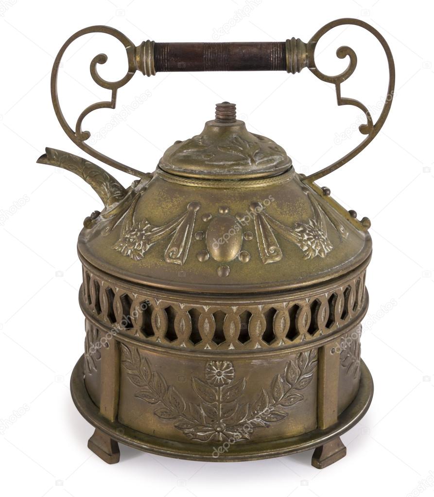Old bronze teapot including path