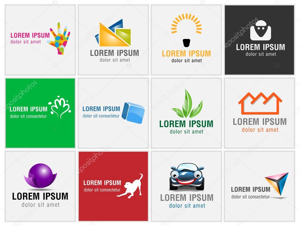 Set of twelve icons for business logos