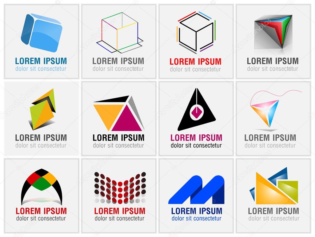 Set of twelve abstract icons for business branding