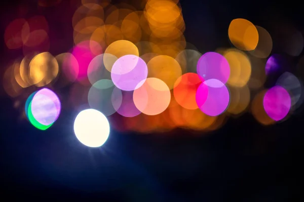 Abstracte Bokeh Achtergrond Kleurrijke Wazige Lichten Zwarte Achtergrond — Stockfoto