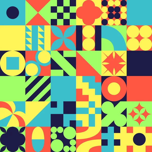 Abstract Geometric Seamless Pattern Mosaic Colorful Simple Shapes Square Design — Wektor stockowy