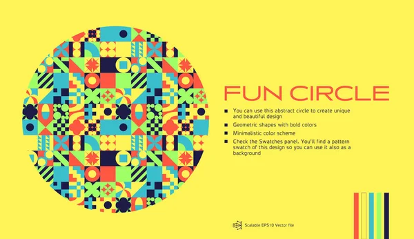 Abstract Fun Circle Bold Colors Banner Design Template Colorful Geometric — Stockový vektor