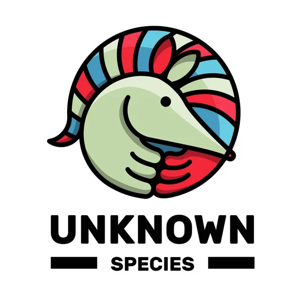 Cute Unknown Species Illustration Animal Rolls Shape Logo Sticker Design — Stock Vector