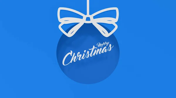 Xmas Background Template Блакитна Скляна Куля Написом Веселого Різдва Рендеринг — стокове фото