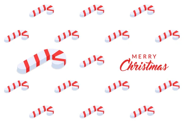 キャンディー缶のパターンとクリスマスお祝いのバナー 白い背景のベクトルイラスト — ストックベクタ