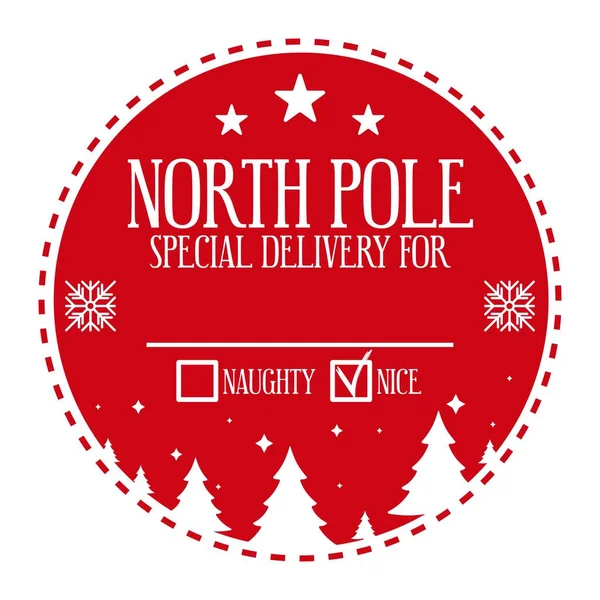 Kerstontwerp Voor Een Gepersonaliseerde Geschenktas Van Kerstman Noordpool Speciale Levering — Stockvector