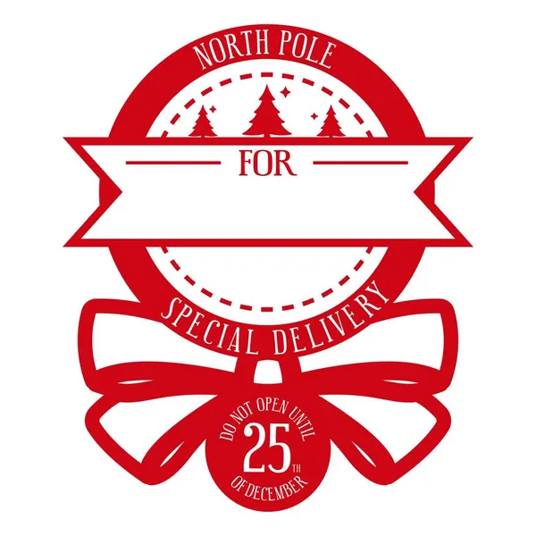 Північний Полюс Спеціальна Доставка Xmas Круглий Дизайн Персоналізованого Сумочки Від — стоковий вектор