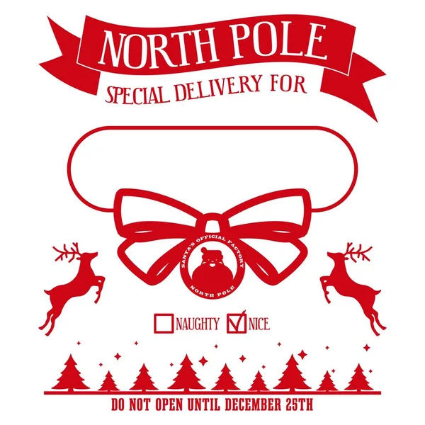 North Pole Express Delivery Xmas Design Personalized Gift Bag Santa — Stock Vector