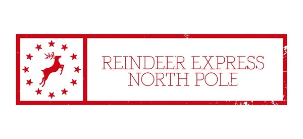 Rentier Express Nordpol Horizontale Briefmarkengestaltung Für Briefe Oder Geschenke Weihnachtsdekoration — Stockvektor