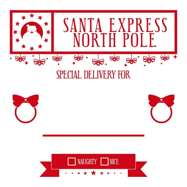 Weihnachtsdesign Für Eine Personalisierte Geschenktüte Vom Weihnachtsmann Nordpol Sonderzustellung Vorlage — Stockvektor
