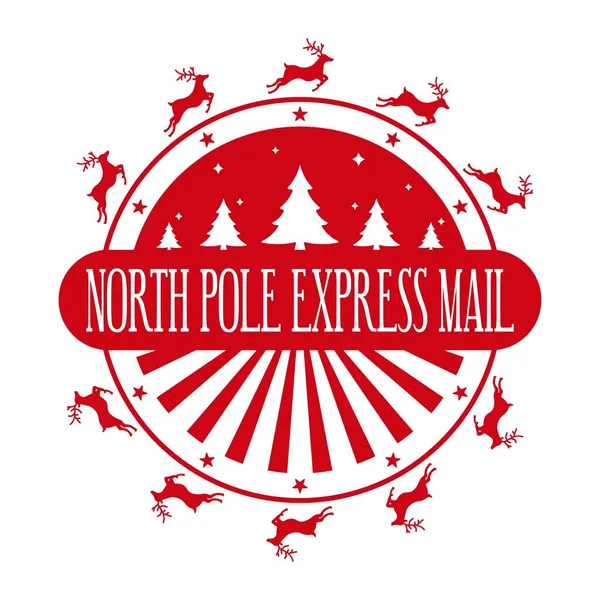 Північний Полюс Вивішує Поштову Марку Колу Листів Або Подарунків Різдвяний — стоковий вектор