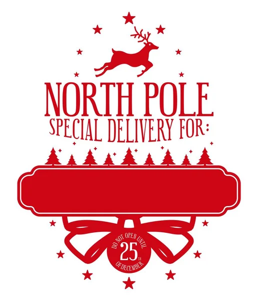 Weihnachtsdesign Für Eine Personalisierte Geschenktüte Vom Weihnachtsmann Nordpol Sonderlieferung Vorlage — Stockvektor