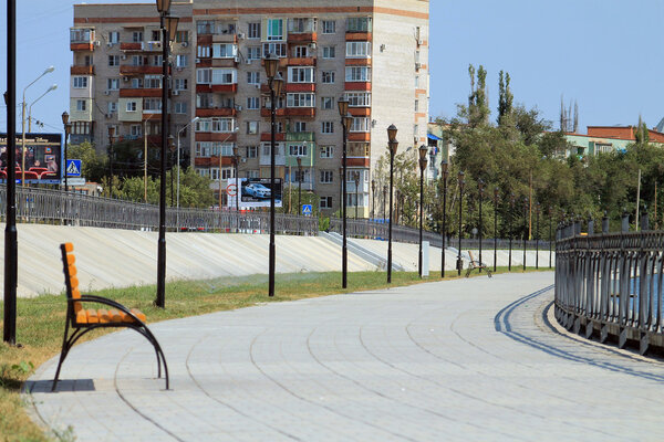 Clean well-groomed embankment in Astrakhan