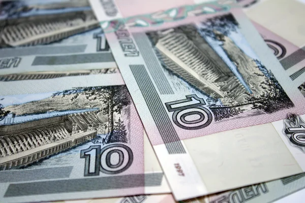 A háttérben, a tíz rubel számlák kérdés, 1997. — Stock Fotó
