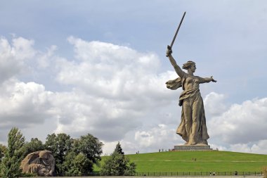 Monument Motherland is calling on Mamaev hill. clipart