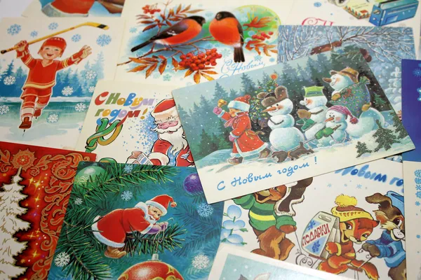 Postcards of the USSR with a Christmas theme — Stock Photo, Image