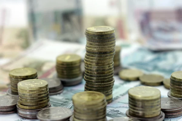 Cash castle. The fortress built of coins — Stock Photo, Image