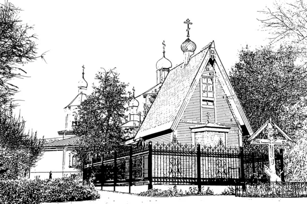 Schwarz-weiße Figur der kleinen Kirche — Stockfoto