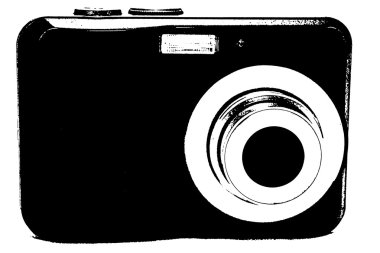 siyah beyaz bir fotoğraf makinesi çizim şematik